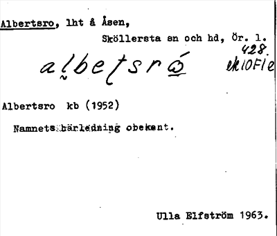 Bild på arkivkortet för arkivposten Albertsro