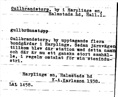 Bild på arkivkortet för arkivposten Gullbrandstorp