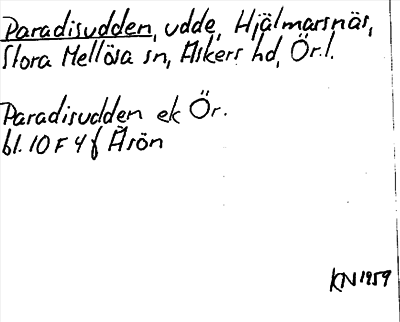 Bild på arkivkortet för arkivposten Paradisudden