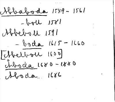 Bild på arkivkortet för arkivposten Abbaboda