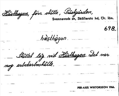 Bild på arkivkortet för arkivposten Hästhagen