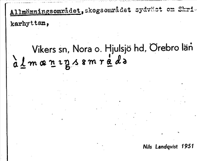 Bild på arkivkortet för arkivposten Allmänningsområdet