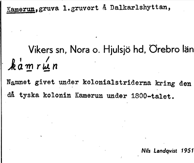 Bild på arkivkortet för arkivposten Kamerun