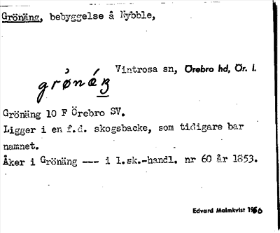Bild på arkivkortet för arkivposten Grönäng
