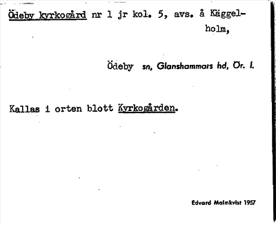 Bild på arkivkortet för arkivposten Ödeby kyrkogård