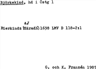 Bild på arkivkortet för arkivposten Björkekind