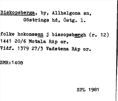 Bild på arkivkortet för arkivposten Biskopsberga