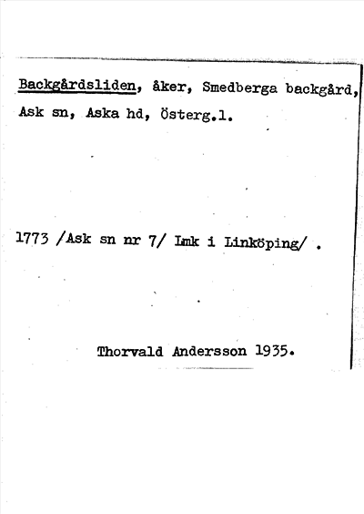 Bild på arkivkortet för arkivposten Backgårdsliden