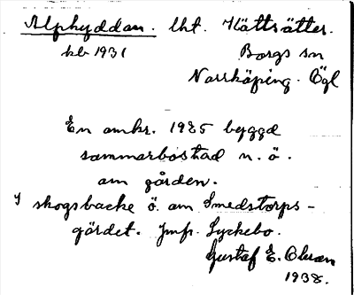 Bild på arkivkortet för arkivposten Alphyddan