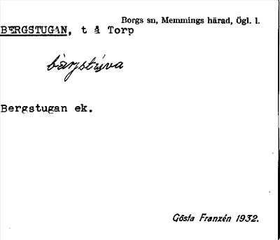 Bild på arkivkortet för arkivposten Bergstugan