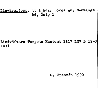 Bild på arkivkortet för arkivposten Linvävartorp