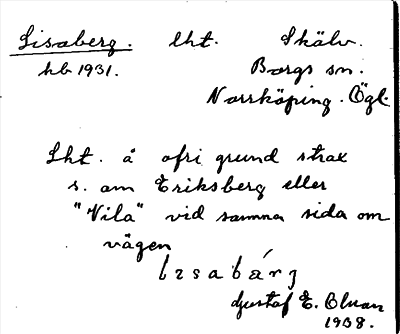 Bild på arkivkortet för arkivposten Lisaberg