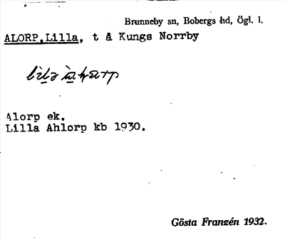 Bild på arkivkortet för arkivposten Alorp, Lilla