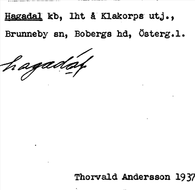 Bild på arkivkortet för arkivposten Hagadal