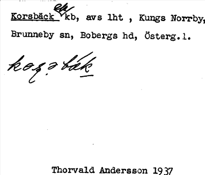 Bild på arkivkortet för arkivposten Korsbäck