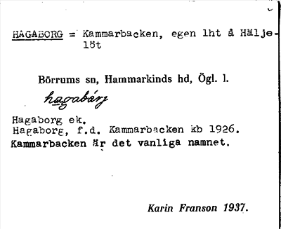 Bild på arkivkortet för arkivposten Hagaborg = Kammarbacken