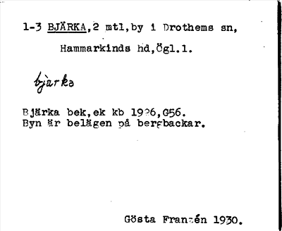 Bild på arkivkortet för arkivposten Bjärka