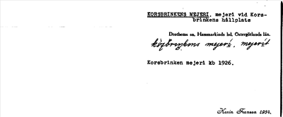 Bild på arkivkortet för arkivposten Korsbrinkens mejeri