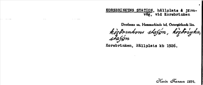 Bild på arkivkortet för arkivposten Korsbrinkens station