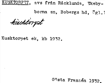 Bild på arkivkortet för arkivposten Kusktorpet