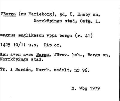 Bild på arkivkortet för arkivposten ?Berga (nu Marieborg)