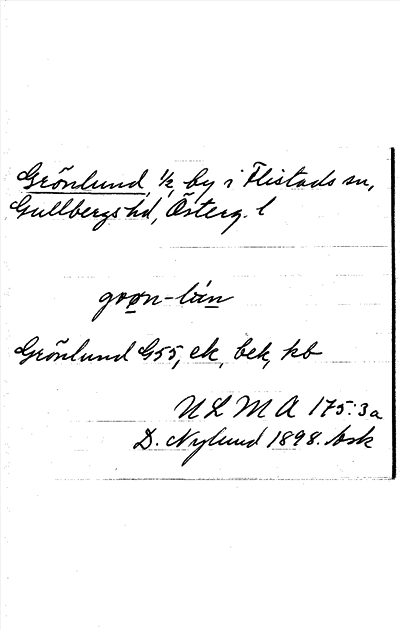 Bild på arkivkortet för arkivposten Grönlund