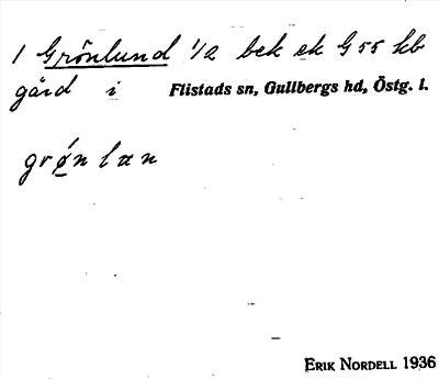 Bild på arkivkortet för arkivposten Grönlund