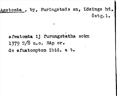 Bild på arkivkortet för arkivposten Agetomta