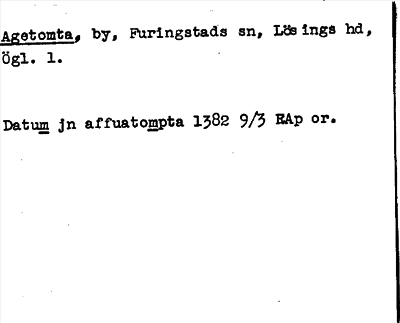 Bild på arkivkortet för arkivposten Agetomta