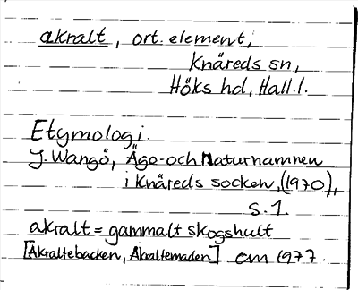 Bild på arkivkortet för arkivposten akralt