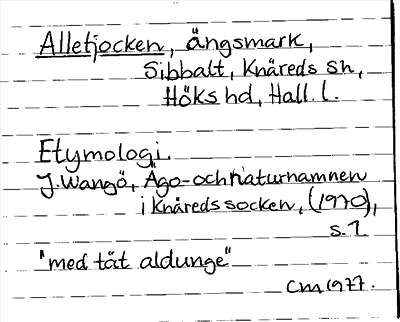 Bild på arkivkortet för arkivposten Alletjocken