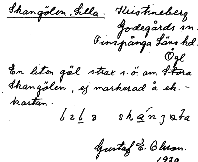 Bild på arkivkortet för arkivposten Skangölen, Lilla