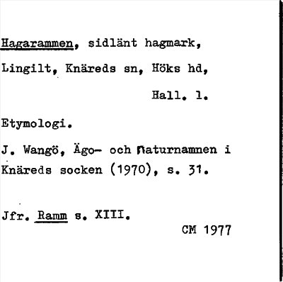Bild på arkivkortet för arkivposten Hagarammen