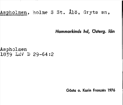 Bild på arkivkortet för arkivposten Aspholmen