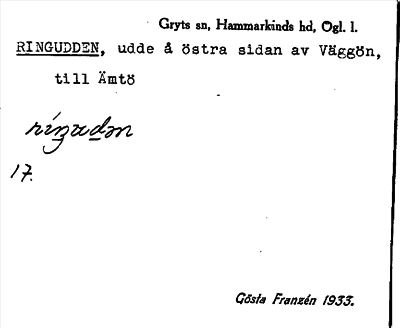 Bild på arkivkortet för arkivposten Ringudden