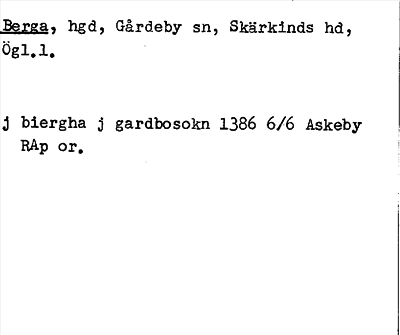 Bild på arkivkortet för arkivposten Berga