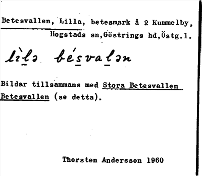 Bild på arkivkortet för arkivposten Betesvallen, Lilla