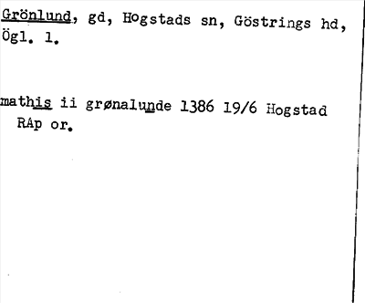Bild på arkivkortet för arkivposten Grönlund