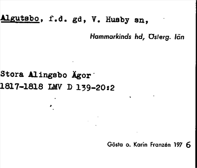Bild på arkivkortet för arkivposten Algutsbo