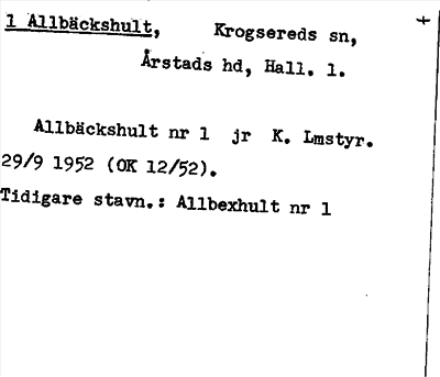 Bild på arkivkortet för arkivposten Allbäckshult