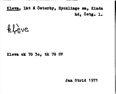 Bild på arkivkortet för arkivposten Kleva