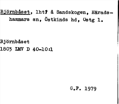 Bild på arkivkortet för arkivposten Björnbåset