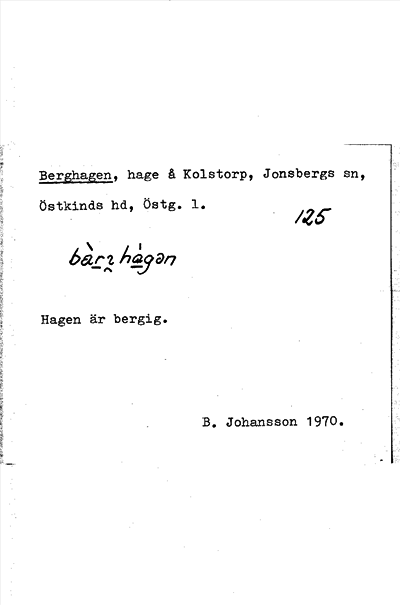 Bild på arkivkortet för arkivposten Berghagen