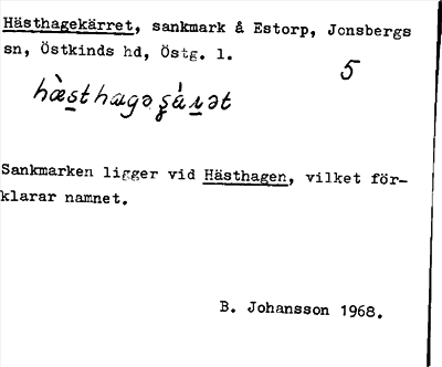 Bild på arkivkortet för arkivposten Hästhagekärret