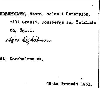 Bild på arkivkortet för arkivposten Korsholmen, Stora