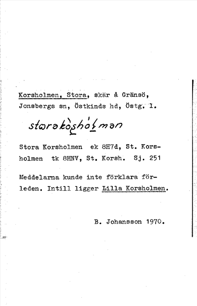 Bild på arkivkortet för arkivposten Korsholmen, Stora