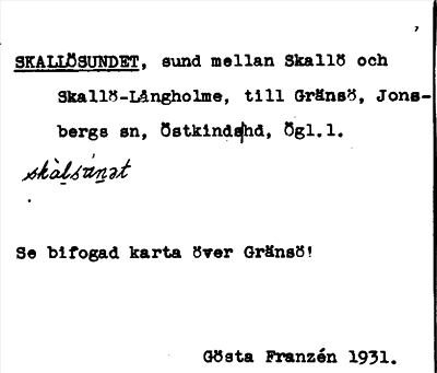 Bild på arkivkortet för arkivposten Skallösundet
