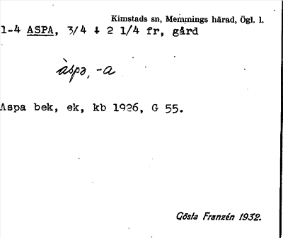 Bild på arkivkortet för arkivposten Aspa