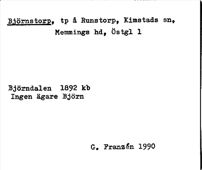Bild på arkivkortet för arkivposten Björnstorp