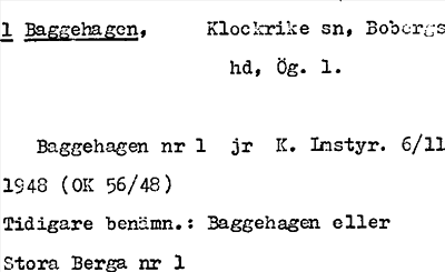 Bild på arkivkortet för arkivposten Baggehagen